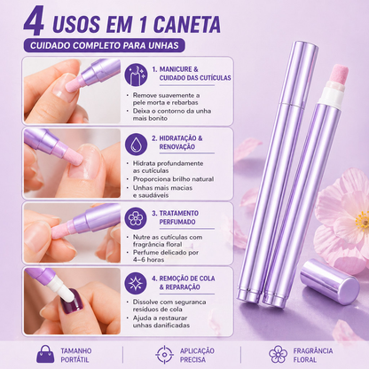 Caneta de Óleo de Cutícula 3 em 1 Empurrador de Unha Removedor de Pele Morta com Ponta de Cerâmica