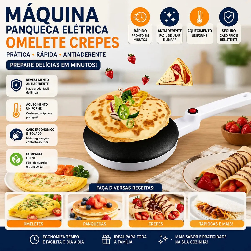 Maquina Panqueca Elétrica Omelete Crepes