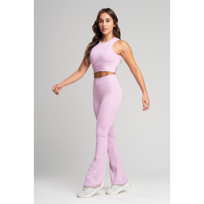 Conjunto Fitness Feminino Flare Bailarina com Top Regata