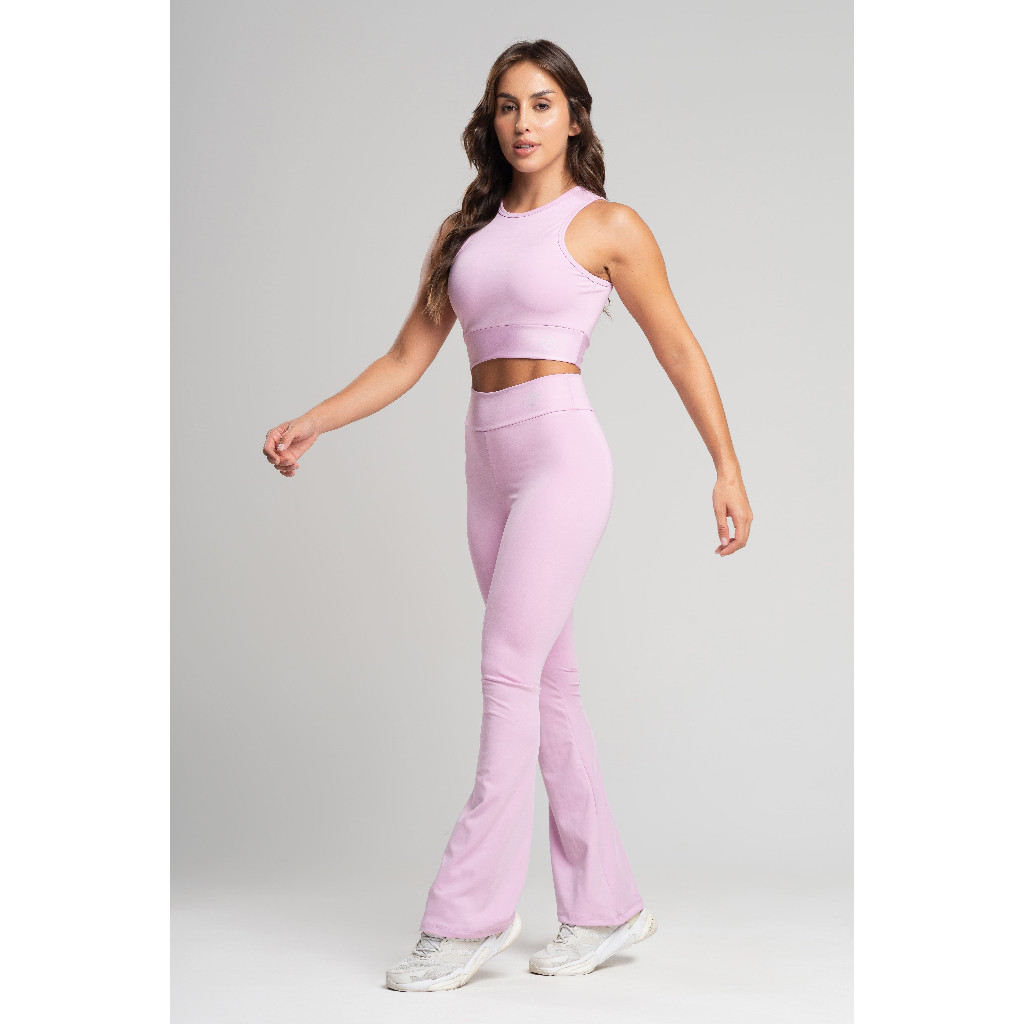 Conjunto Fitness Feminino Flare Bailarina com Top Regata