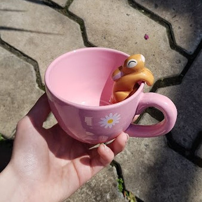 Caneca Coelho Pendurado Rosa 200ml Cerâmica