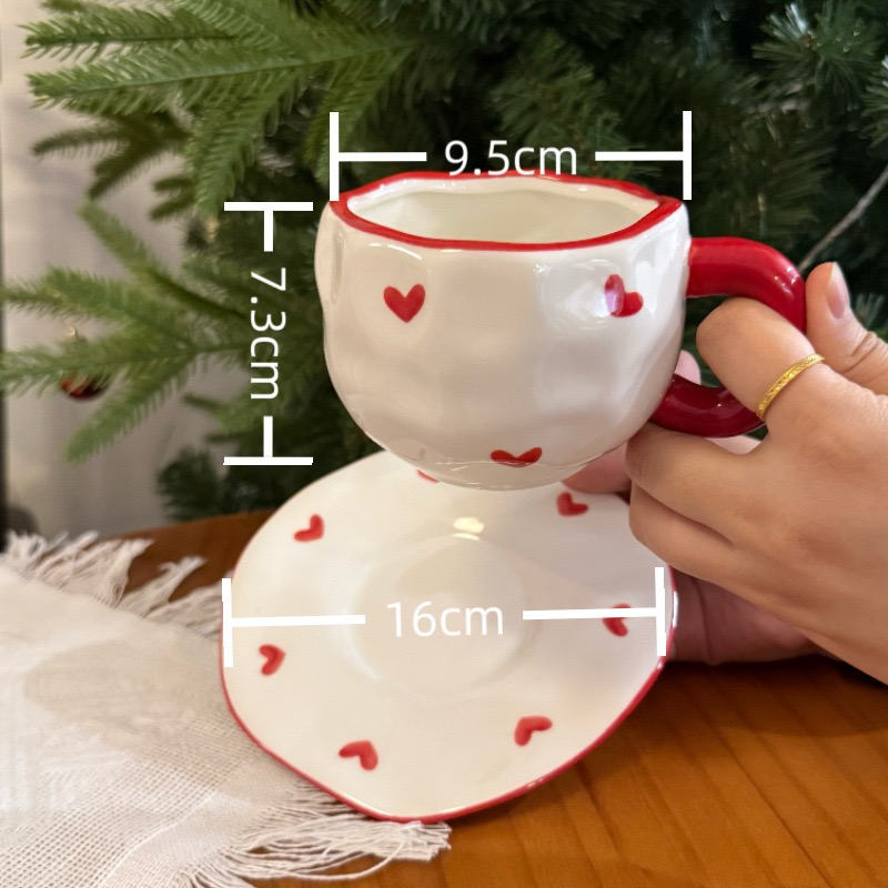 Conjunto de xícara e pires de café cerâmico pintado à mão 300 ml, caneca vintage para café da tarde em casa