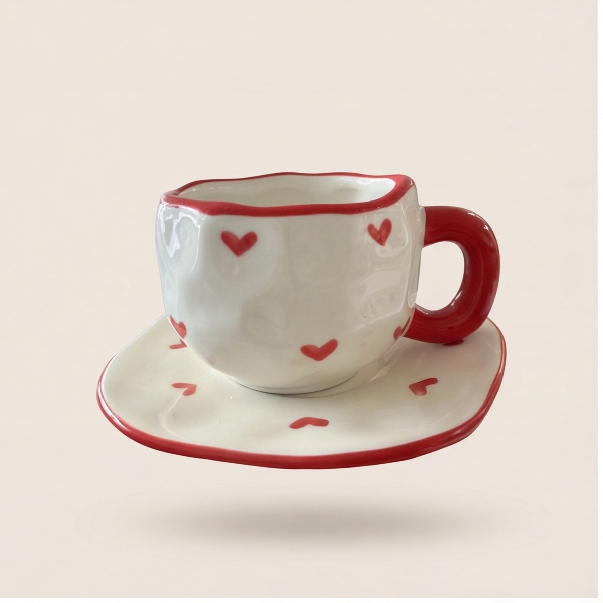 Conjunto de xícara e pires de café cerâmico pintado à mão 300 ml, caneca vintage para café da tarde em casa